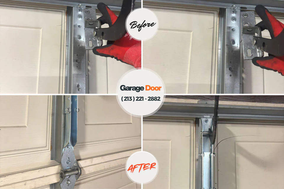 Before and after: garage door repair Montebello, NY